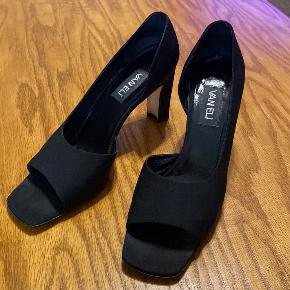 Van Eli Black Peep toe Heels Size 11M - Picture 7 of 7